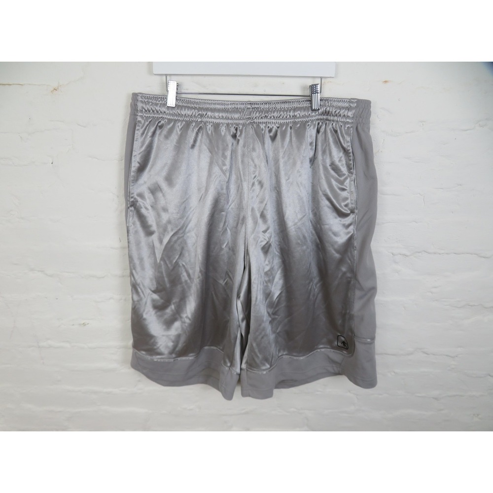 Vtg And1 Basketball Shorts Mens 3XL Gray Shiny Dazzle 11" Inseam Pockets Gym y2k